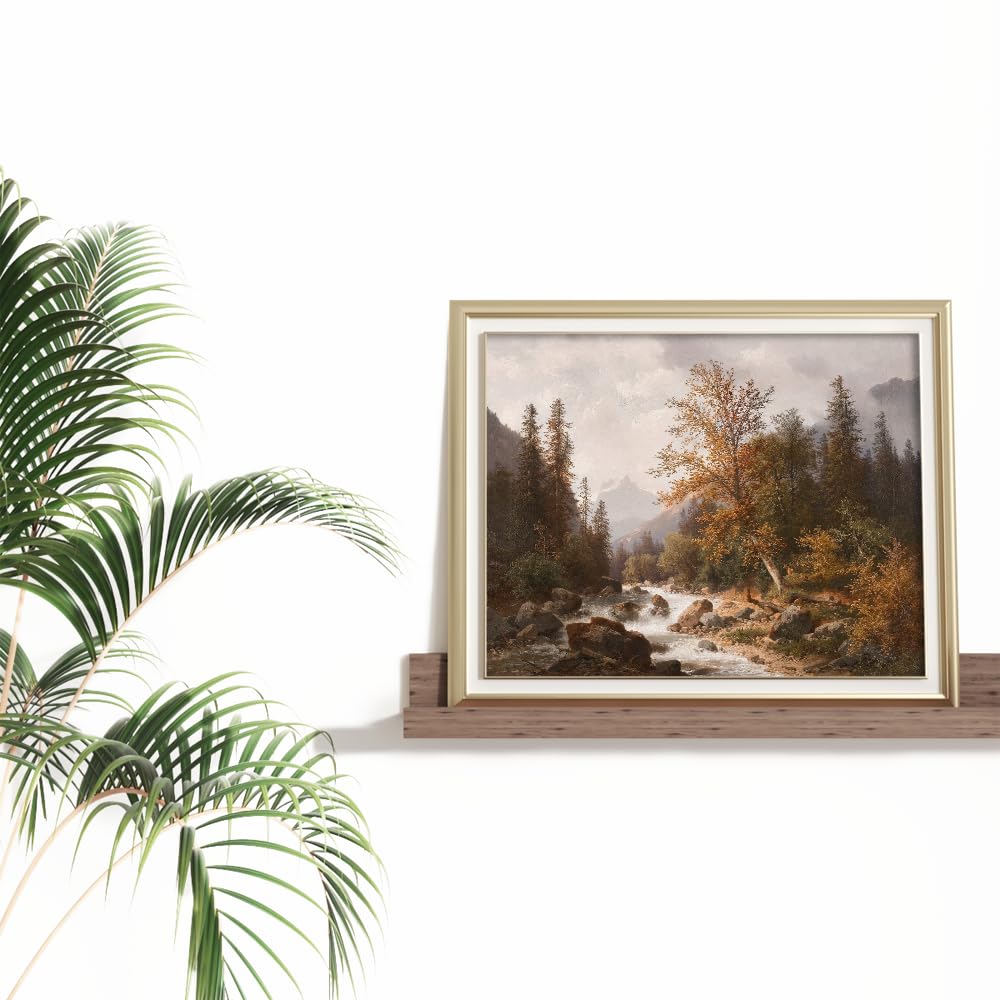 Rustic Farmhouse Wall Art Decor – 11×14″ – Fall Autumn Lake Nature River – Boho Art Deco Landscape Picture for Bathroom – French Country Kitchen