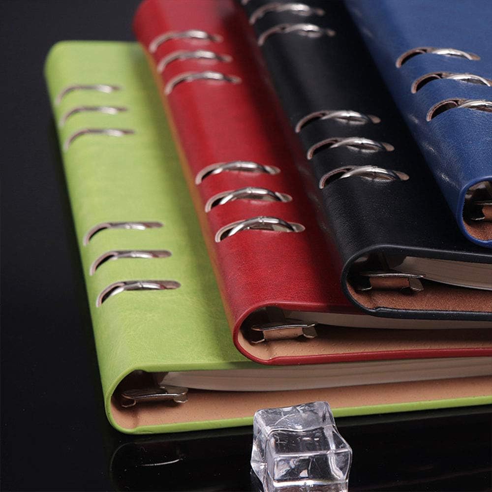 Cuaderno clásico recargable A5 de cuero con 6 agujeros, organizador personal, organizador de cuadernos, reutilizable, multifuncional