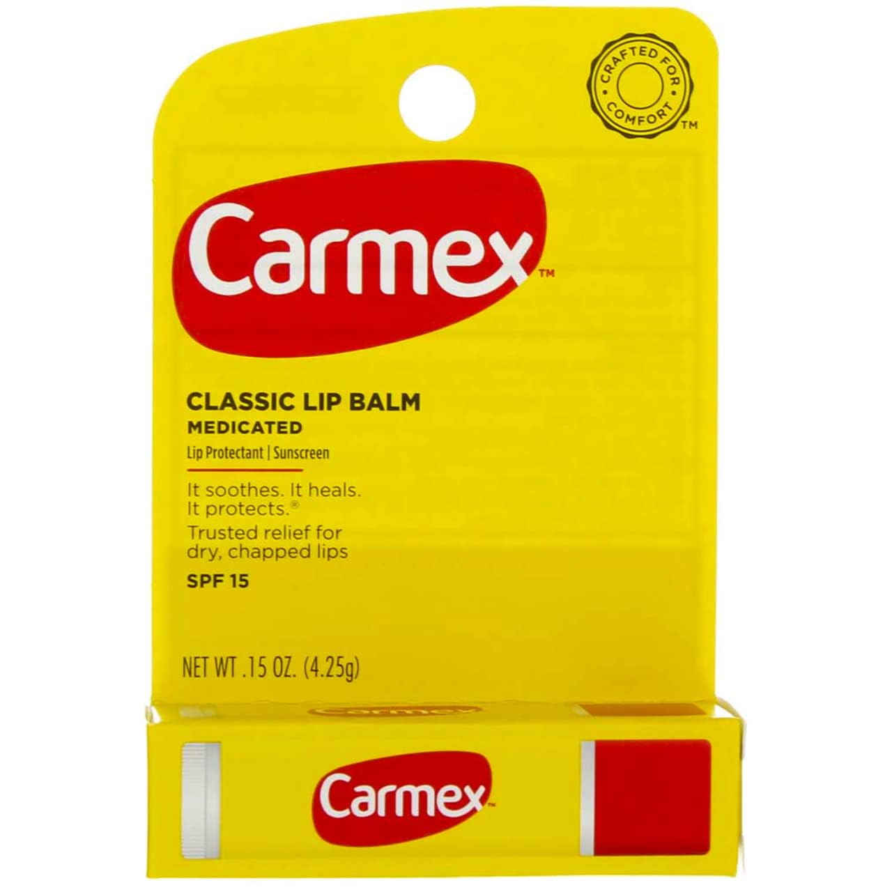 Carmex – Bálsamo labial clásico medicado, paquete de 4, hidratante labial para labios secos agrietados. Palitos clásicos Carmex de 0.15 onzas, (2