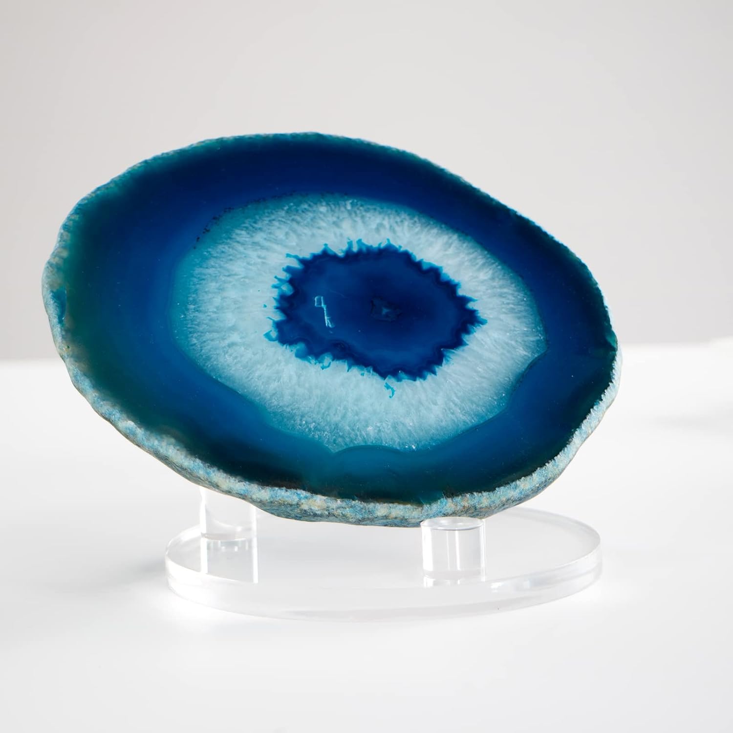 Soporte de exhibición de rocas de acrílico transparente, 4.3 pulgadas, tres clavijas, caballetes de exhibición redondos de acrílico para rodajas de