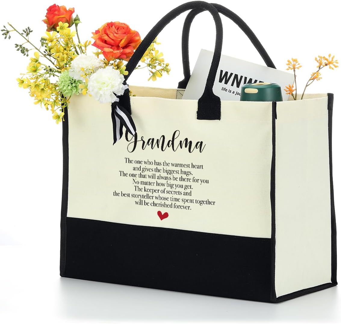 Noun – Bolsa de playa personalizada para mujer, bolsa de lona impermeable, regalos inspiradores para niñera, abuela
