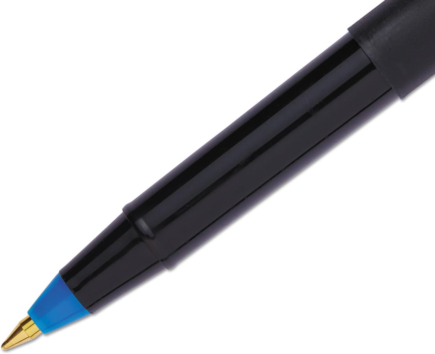 uni-ball Onyx – Bolígrafos de punta fina, 0.028 in, barril negro, tinta azul, paquete de 12 unidades
