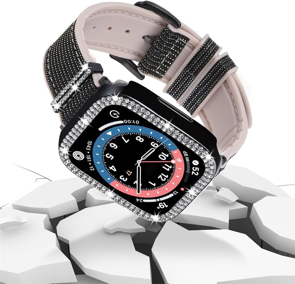 Funda de silicona brillante compatible con Apple Watch Band de 1.496 pulgadas, 1.575 pulgadas, 1.614 pulgadas, 1.654 pulgadas, 1.732 pulgadas, 1.772