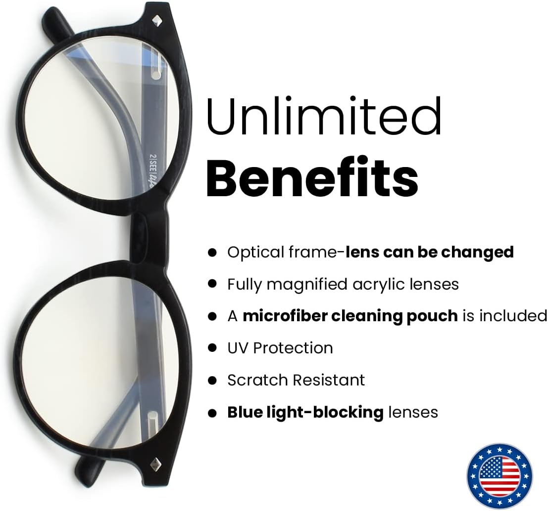 Lentes de luz azul redondos negros para hombres y mujeres para lucir modernos con visión clara, anteojos de lectura resistentes y duraderos para