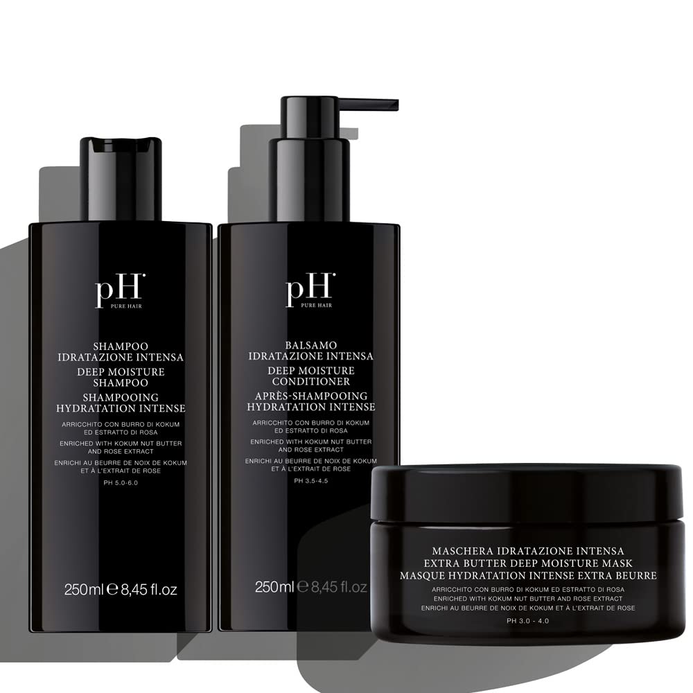 PH Labs Moisturizing and intense hydrating Set – Deep Moisturizing Shampoo and Conditioner with Hydrating Hair Mask for Damaged and Dry Hair – 3