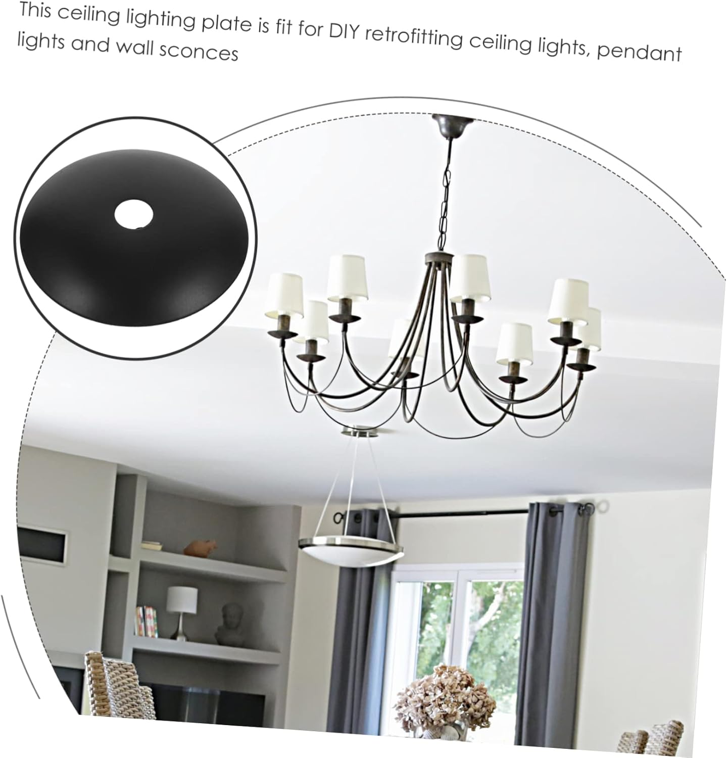 LIFKOME Bandeja base de lámpara de araña de 6 uds. Pantalla de lámpara de techo Placas de toldo de luz colgante, cubierta de placa de luz colgante,