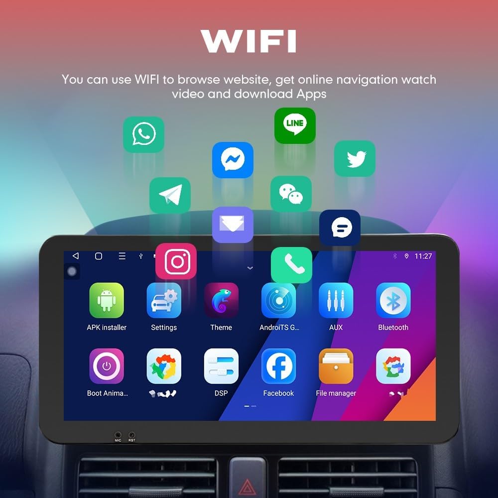 Kunfine CarPlay Android Navegación automática estéreo GPS Radio Cámara inversa Pantalla de cámara 10.33″ QLED Pantalla táctil Headunit Tablet Media
