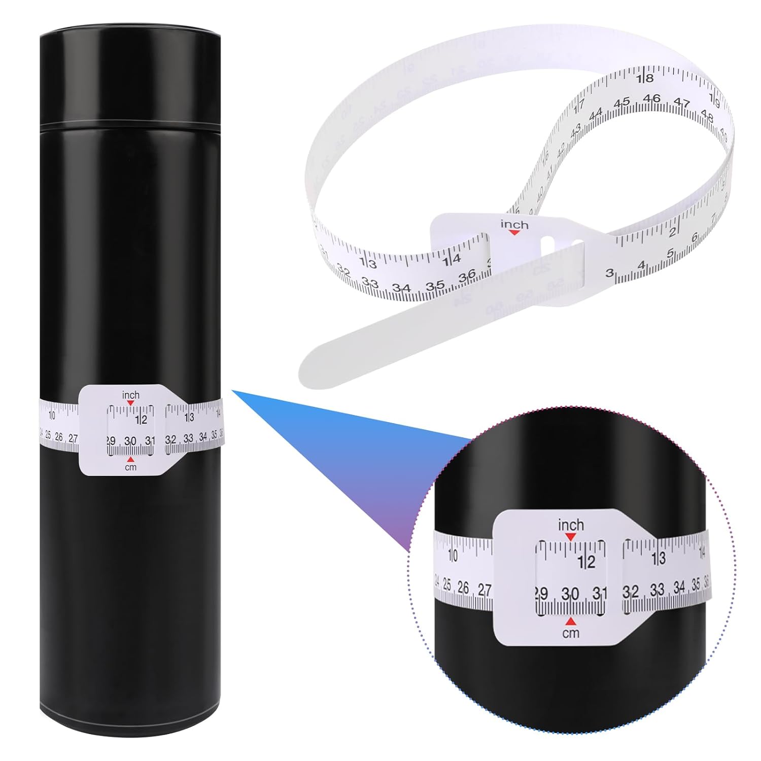 2 unidades de cinta métrica de vaso en blanco de sublimación, medidor de ancho preciso de plástico, cinta métrica blanca para medir la