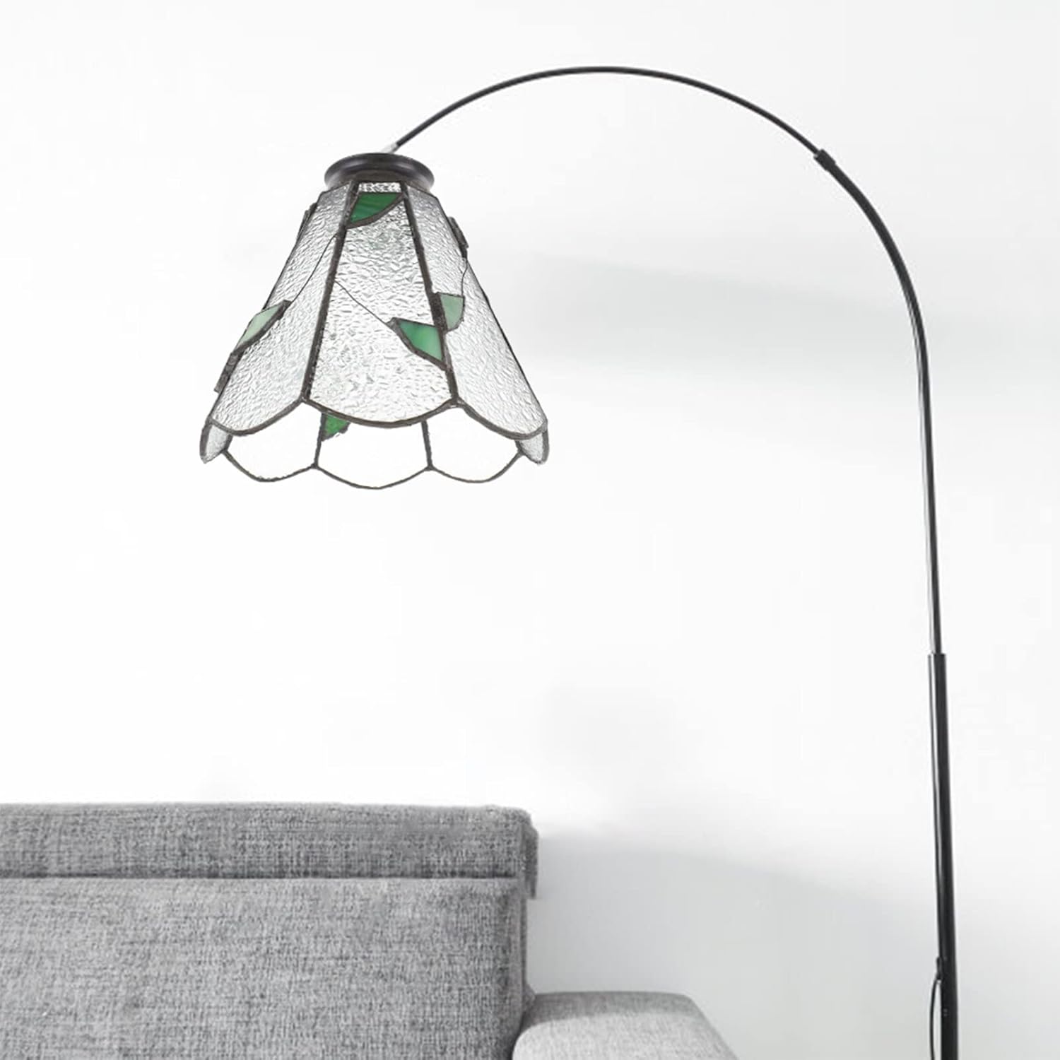 Pantalla de cristal de vitral, pantalla de lámpara de araña con forma de flor de loto, pantalla de lámpara de mesa de vidrio estilo flor, pantalla