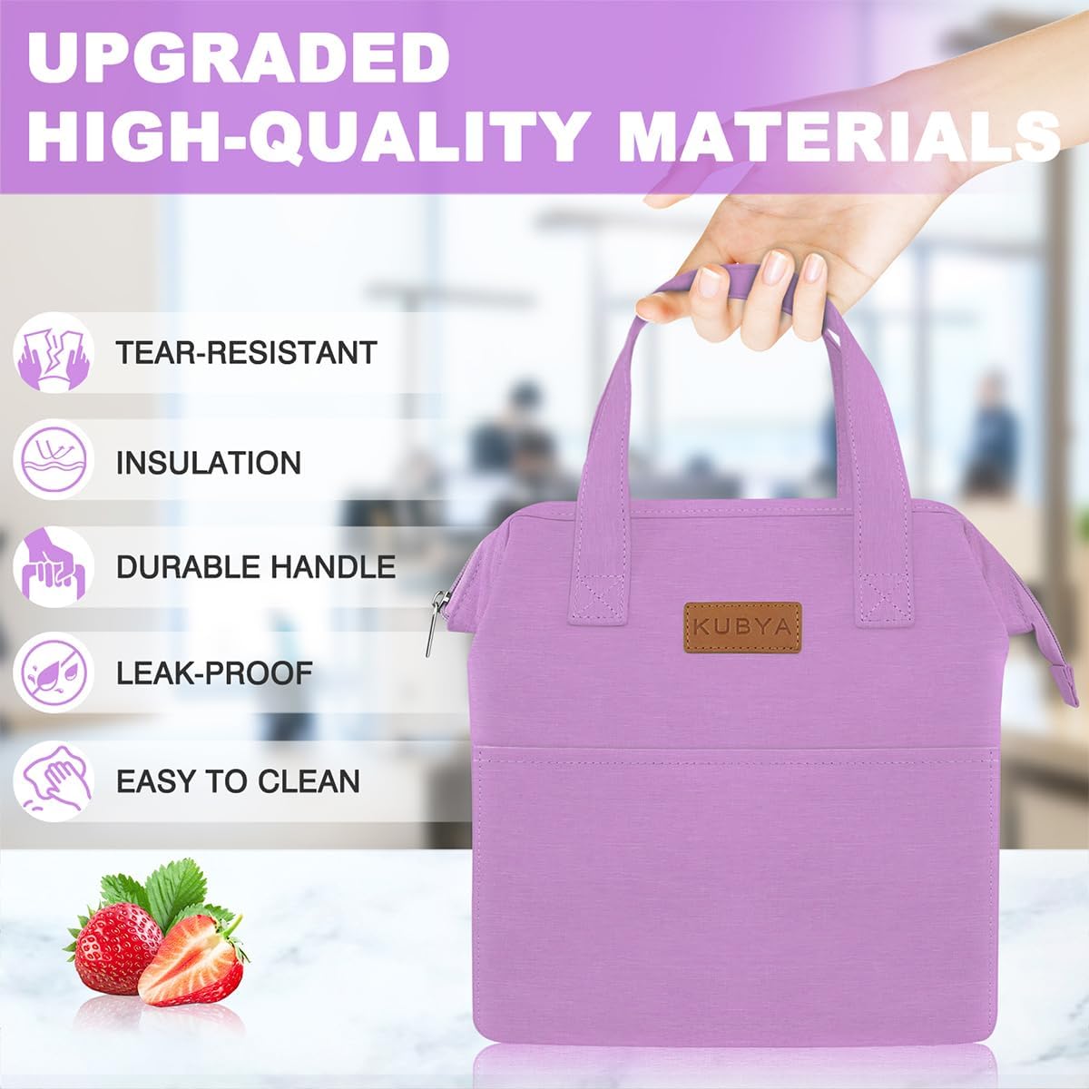 KUBYA Lonchera simple para mujeres y hombres, bolsa de almuerzo aislada y 1 bolsa de almacenamiento, bolsa de almuerzo simple reutilizable para el