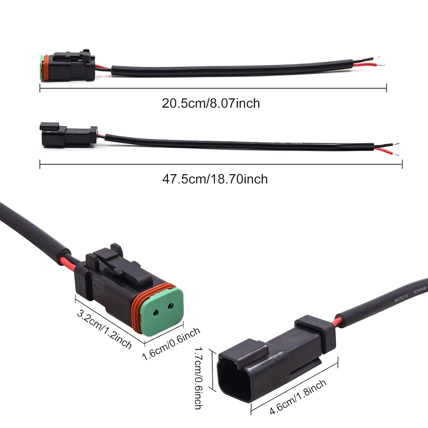 Deutsch DT macho hembra arnés de cableado DTP 2 pines macho hembra adaptador de enchufe eléctrico conectores de repuesto con cable de coleta para