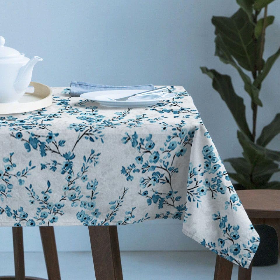 Mantel impermeable floral azul acuarela, mantel decorativo lavable para cocina, comedor, vacaciones, picnic al aire libre, manteles rectangulares de