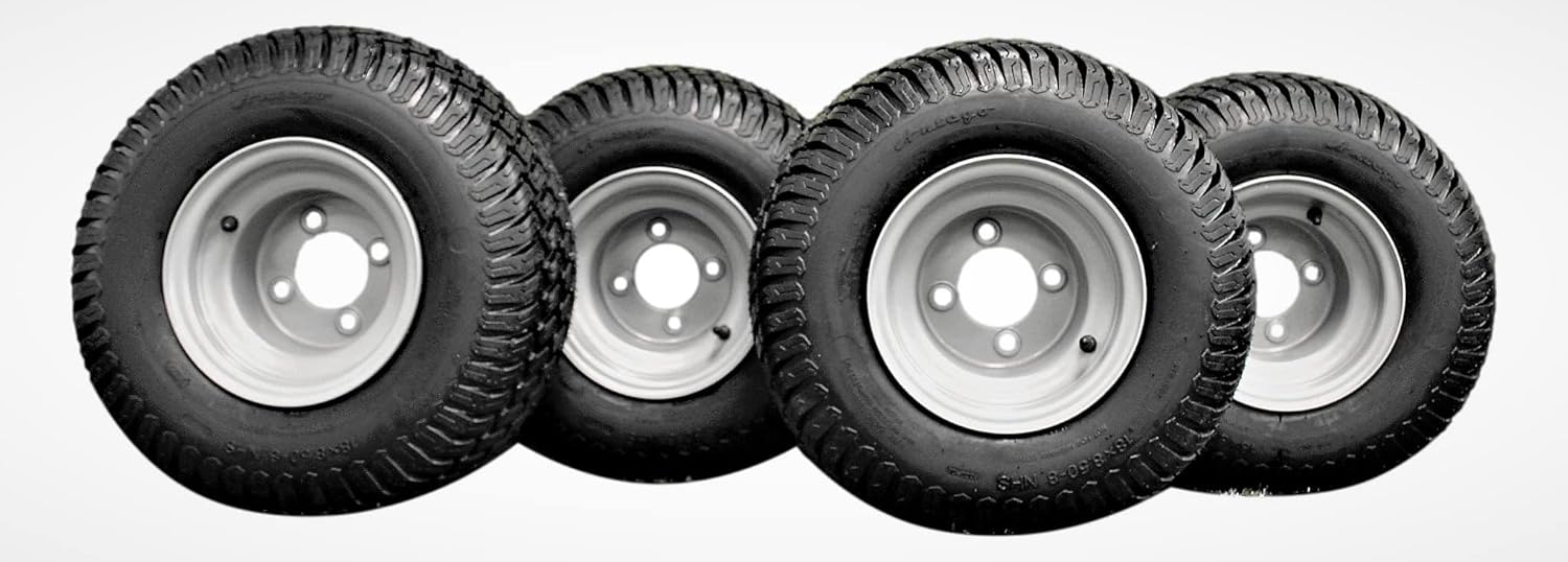 18×8.50-8 con conjuntos grises de 8×7 para carrito de golf y cortacésped (banda de césped ATW-003) (juego de 4)