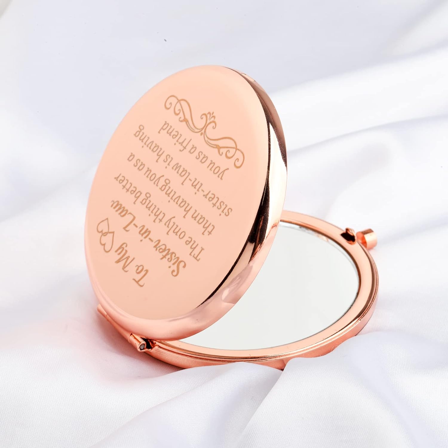 LQRI Regalos para cuñada, espejo compacto para cuñada, lo único mejor que tenerte como hermana, espejo de maquillaje, regalo de boda, regalo para