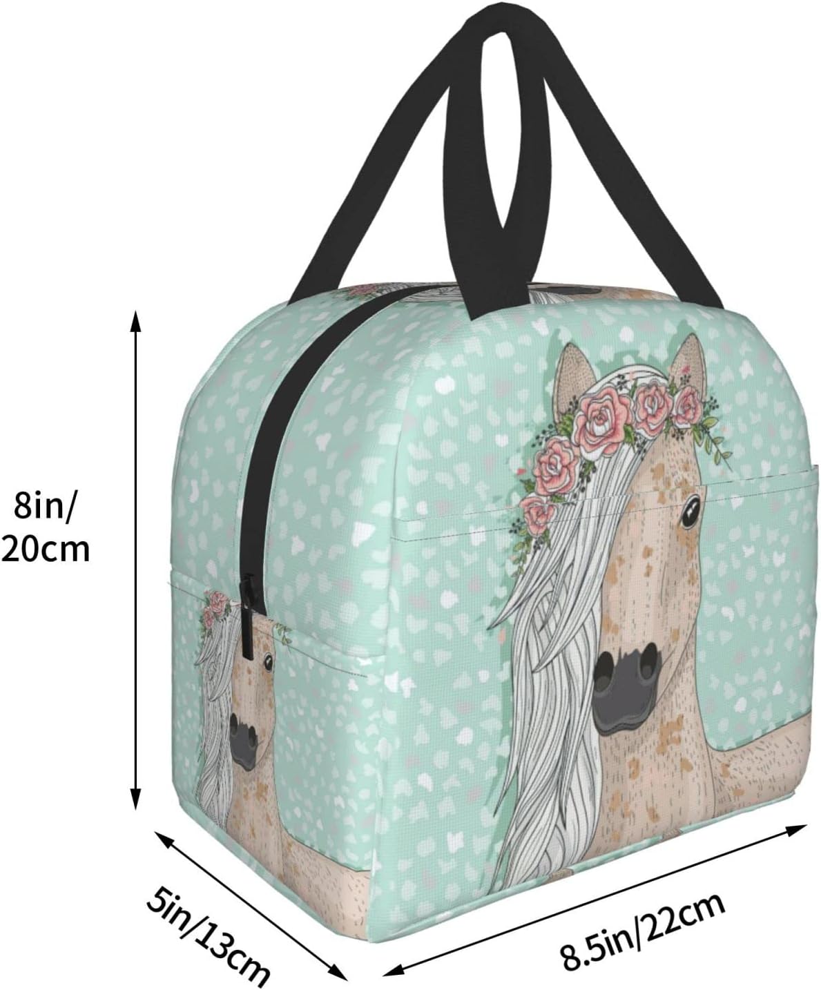 Bolsas de almuerzo para mujer, con aislamiento térmico y reutilizable, con diseño de caballo, bolsa de almuerzo para el trabajo, picnic al aire