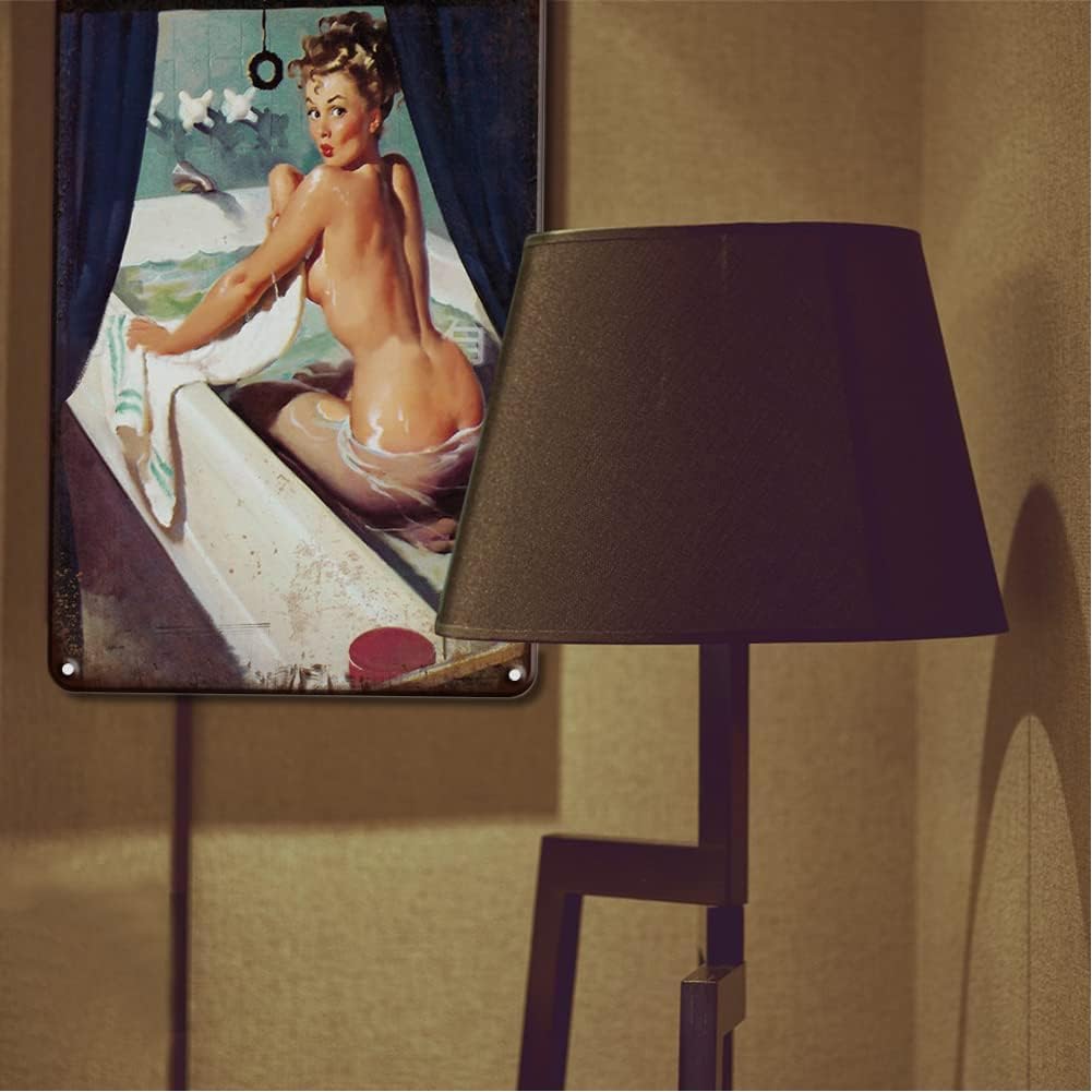 Placa de póster con texto en inglés “Pinup Girl” de estilo vintage para mujer, estilo vintage, para el hogar, bar, club, baño, hombre, cueva,