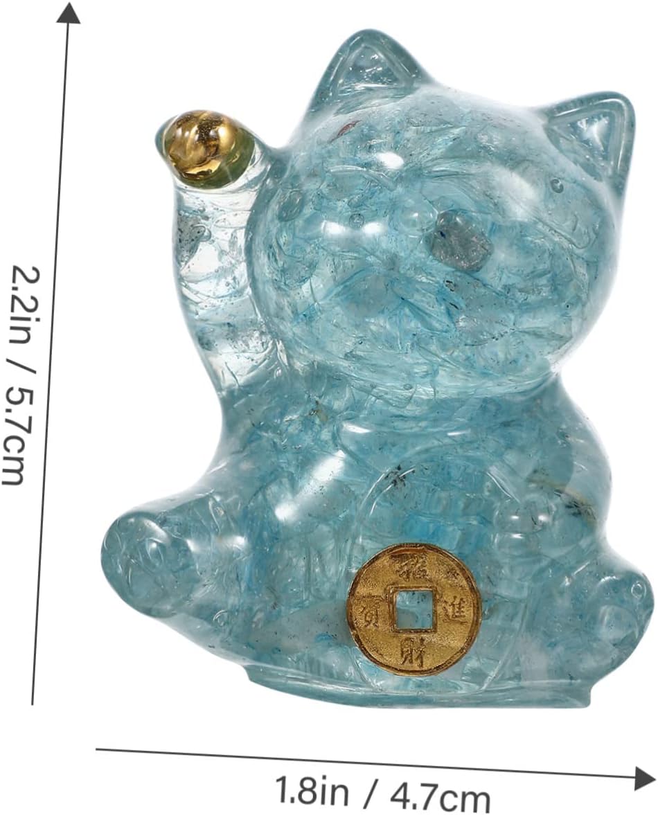 WOFASHPURET Decoración japonesa de cristal Maneki Decoración para pasteles Figuras en miniatura Mascotas Jardín Estatua de gato Modelo Figura de
