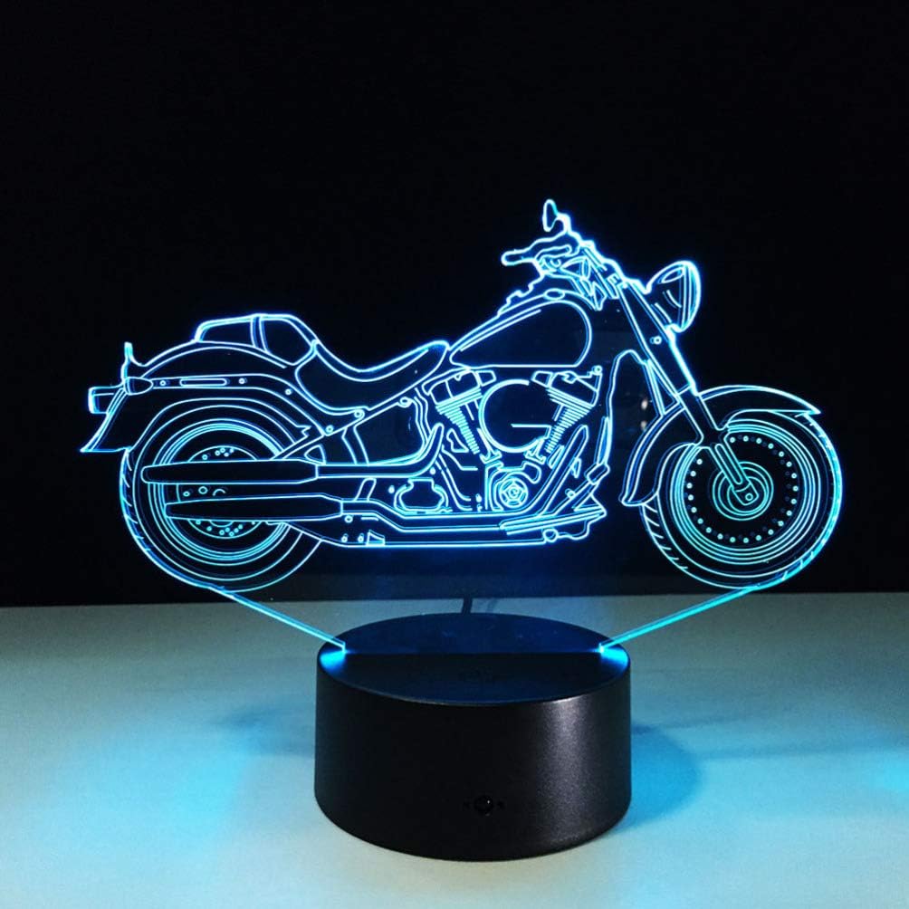 Mobestech 3D motocicleta luz nocturna 3D ilusión lámpara LED motocicleta lámparas de mesa 7 colores luz táctil dormitorio decoraciones centros de