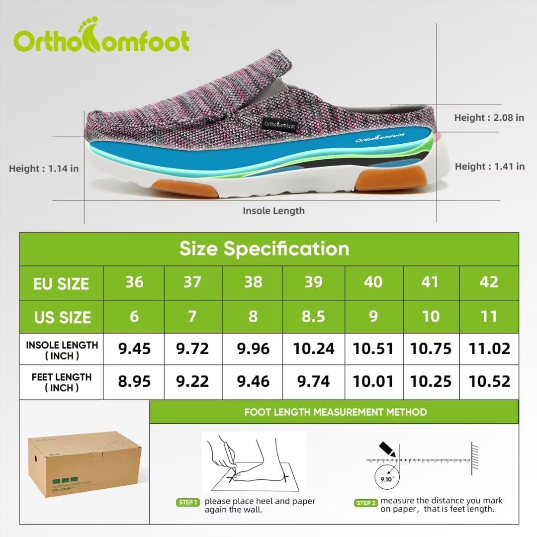 OrthoComfoot Zapatos ortopédicos de lona para mujer, cómodas pantuflas con soporte de arco para fascitis plantar, mocasines ortopédicos casuales