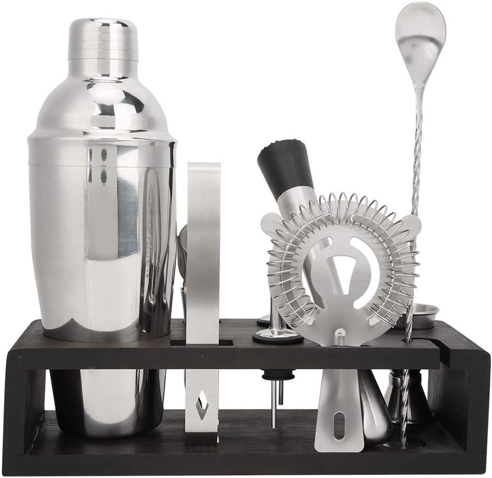 Juego de cocteleras de acero inoxidable, 10 piezas, juego de cocteleras de acero inoxidable para el hogar, kit de herramientas de bar de barman,
