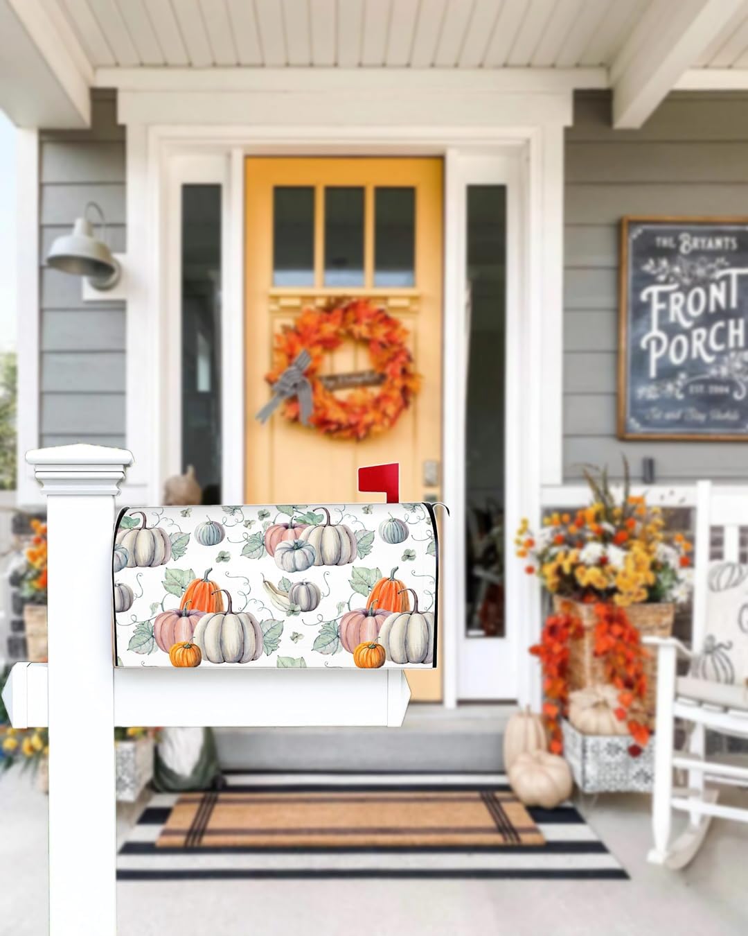 Fundas magnéticas para buzón de otoño, tamaño estándar de 18 x 21 pulgadas, diseño de calabazas de acuarela de temporada, para decoración de