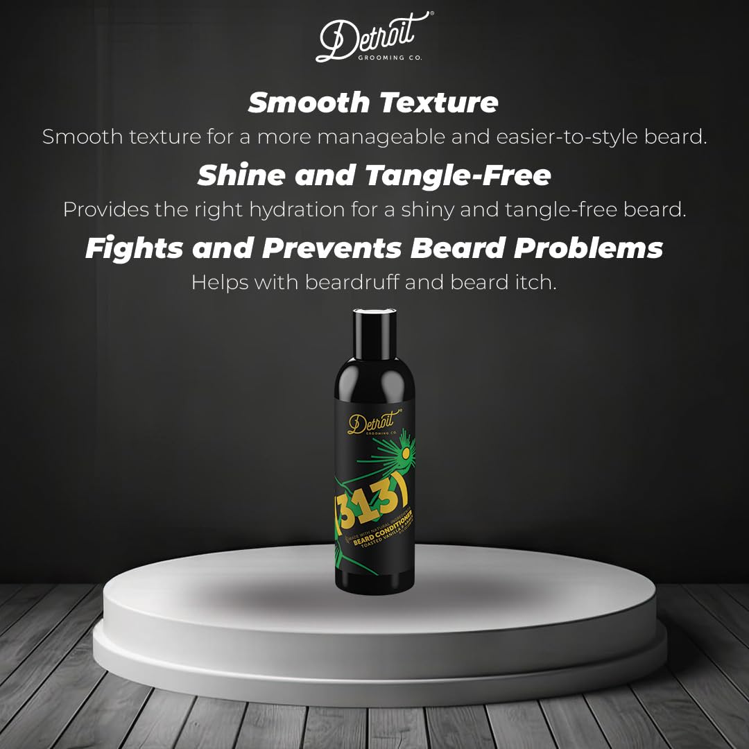 Detroit Grooming Co. Acondicionador de barba para hombres con mantequilla de semillas de cacao de argán oi l & – suavizante, desenredante,