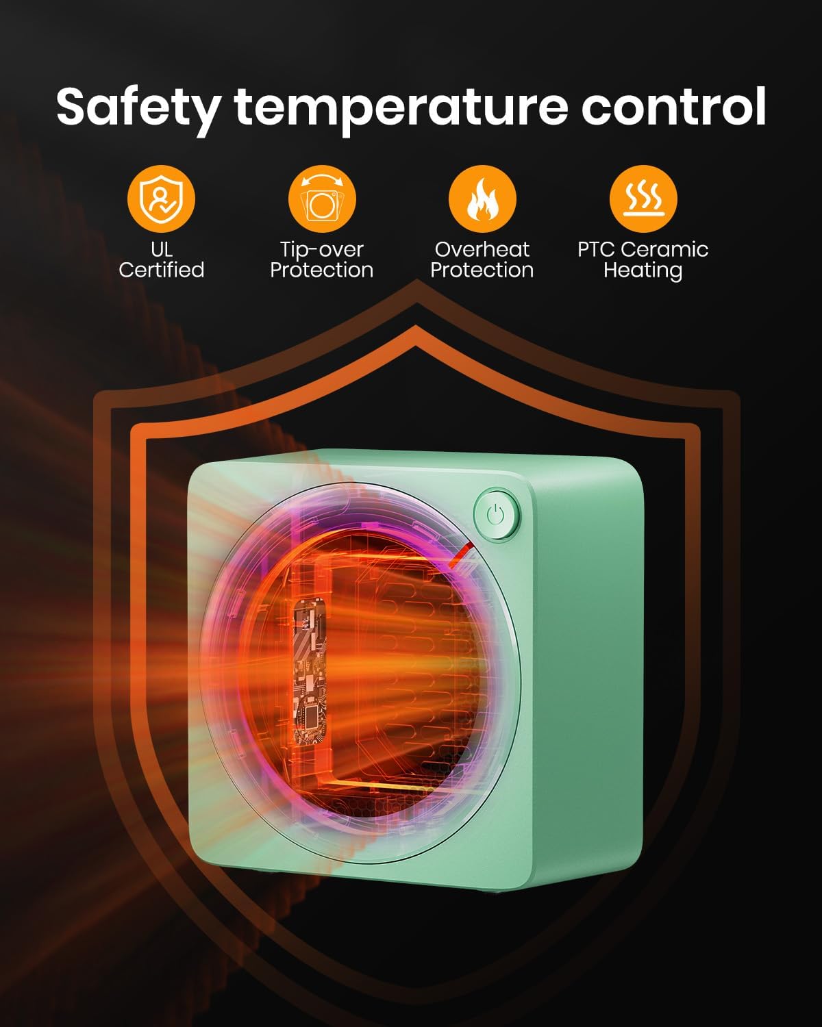 GAIATOP Calentador de espacio, 500 W de eficiencia energética para uso en interiores, calentador eléctrico de escritorio de cerámica PTC,
