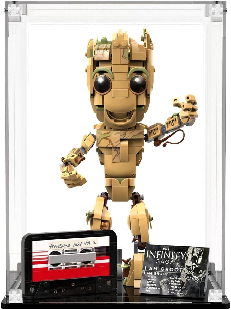 Vitrina acrílica para Lego I am Groot 76217 (7.9 x 7.9 x 12.6 pulgadas), caja de acrílico transparente, montaje a prueba de polvo, pantalla