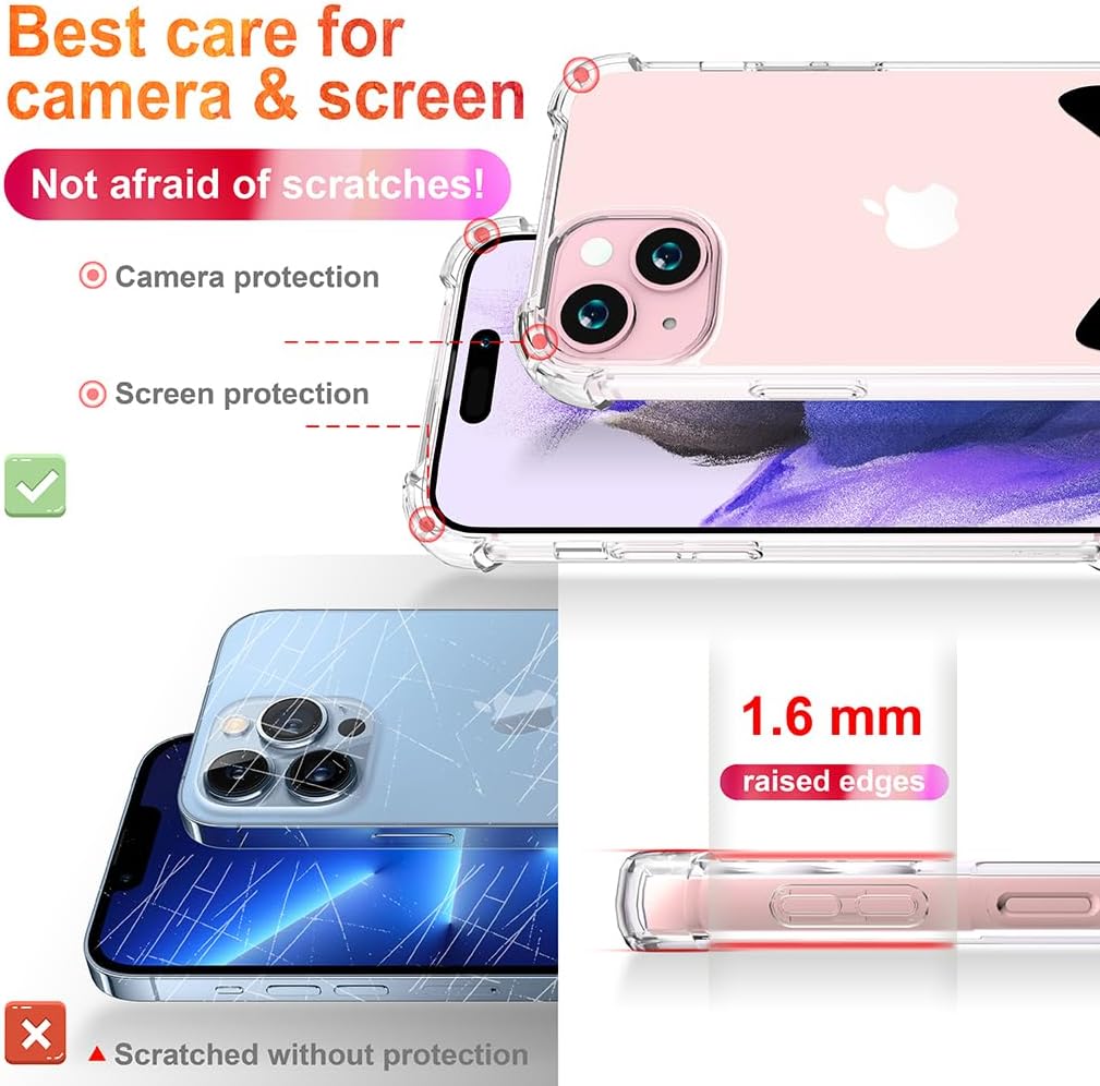 Bonita funda compatible con iPhone 15 transparente para mujer, resistente funda protectora protectora compatible con iPhone 15 (Kawaii Lovely Cat
