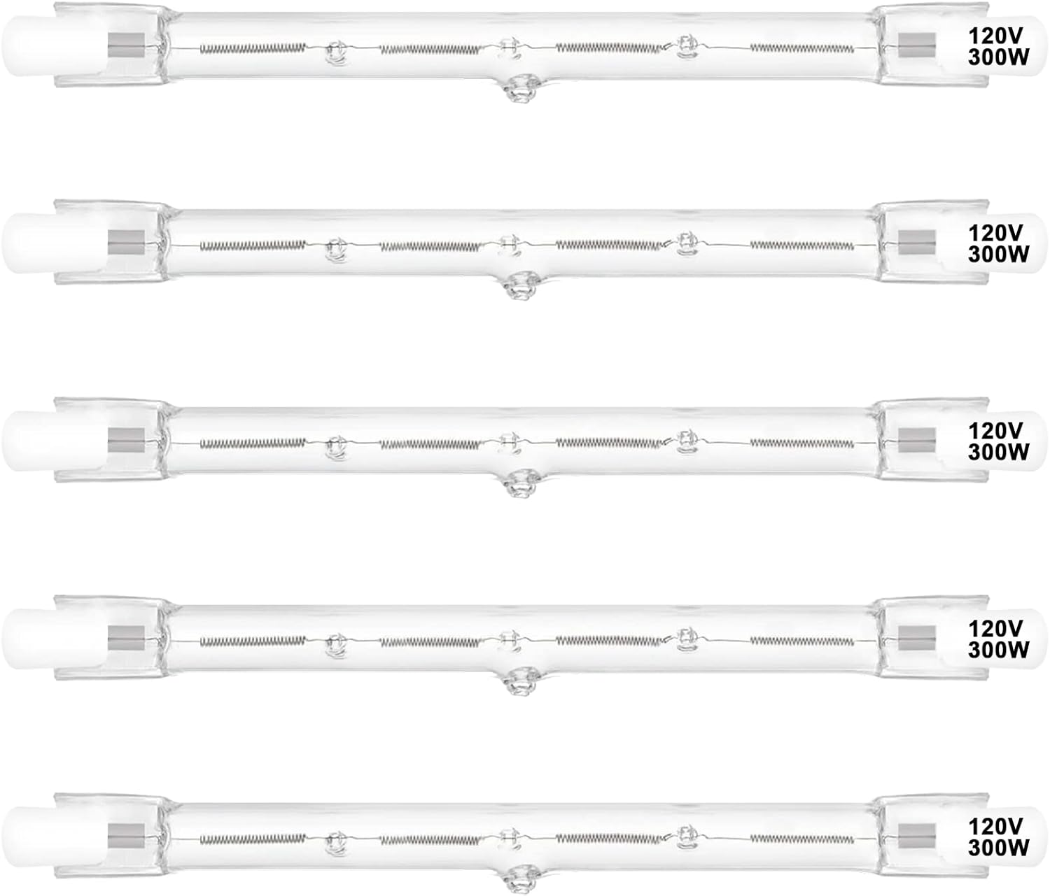 R7S – Bombillas halógenas de 300 W, regulables, 120 V, 4.646 in, tipo T3 J, con larga vida útil, bombillas lineales de doble extremo blanco cálido