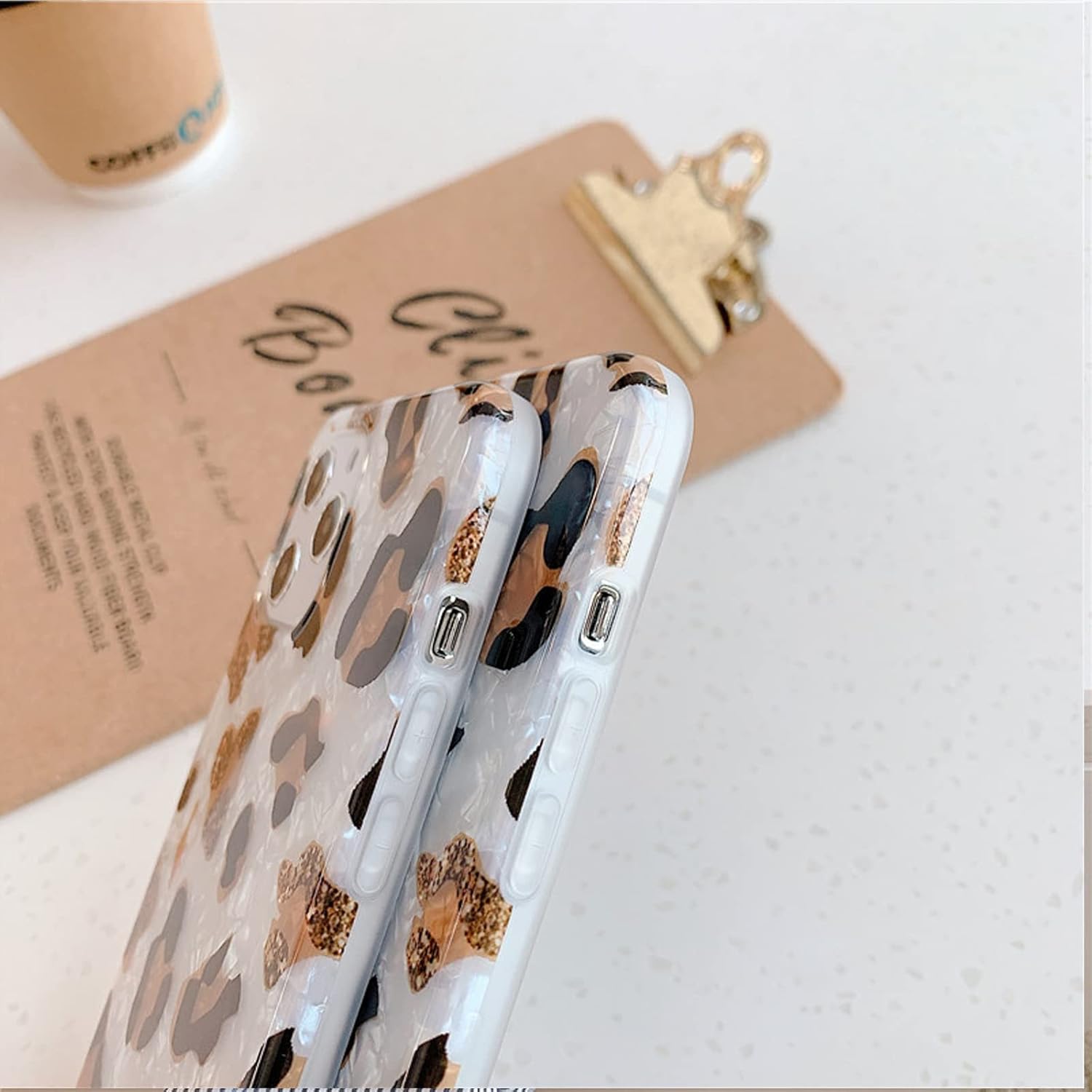 J.west Funda compatible con iPhone 14 Plus, funda protectora de silicona suave con estampado de guepardo translúcido y transparente para niñas y