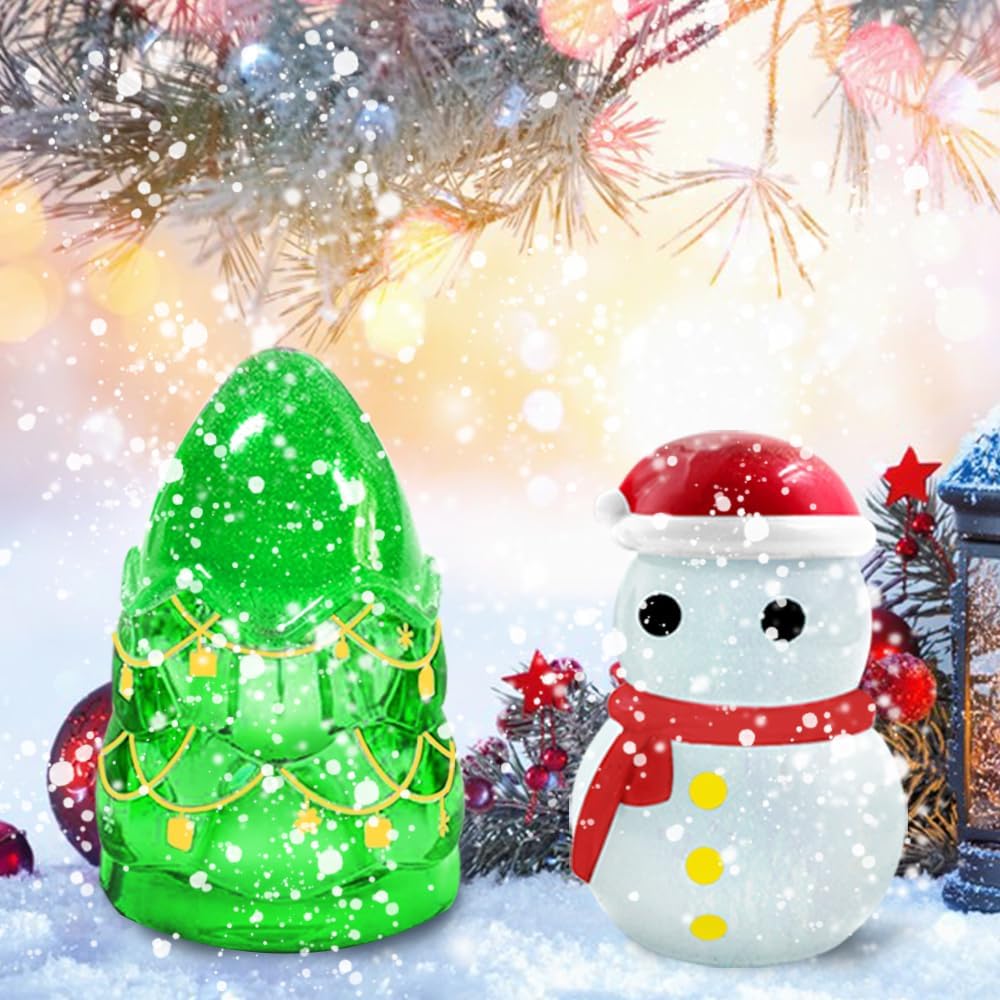 Juego de 3 moldes de silicona para frascos, moldes de resina para tarros de Navidad, muñeco de nieve, árbol de Navidad, moldes de resina con tapa,