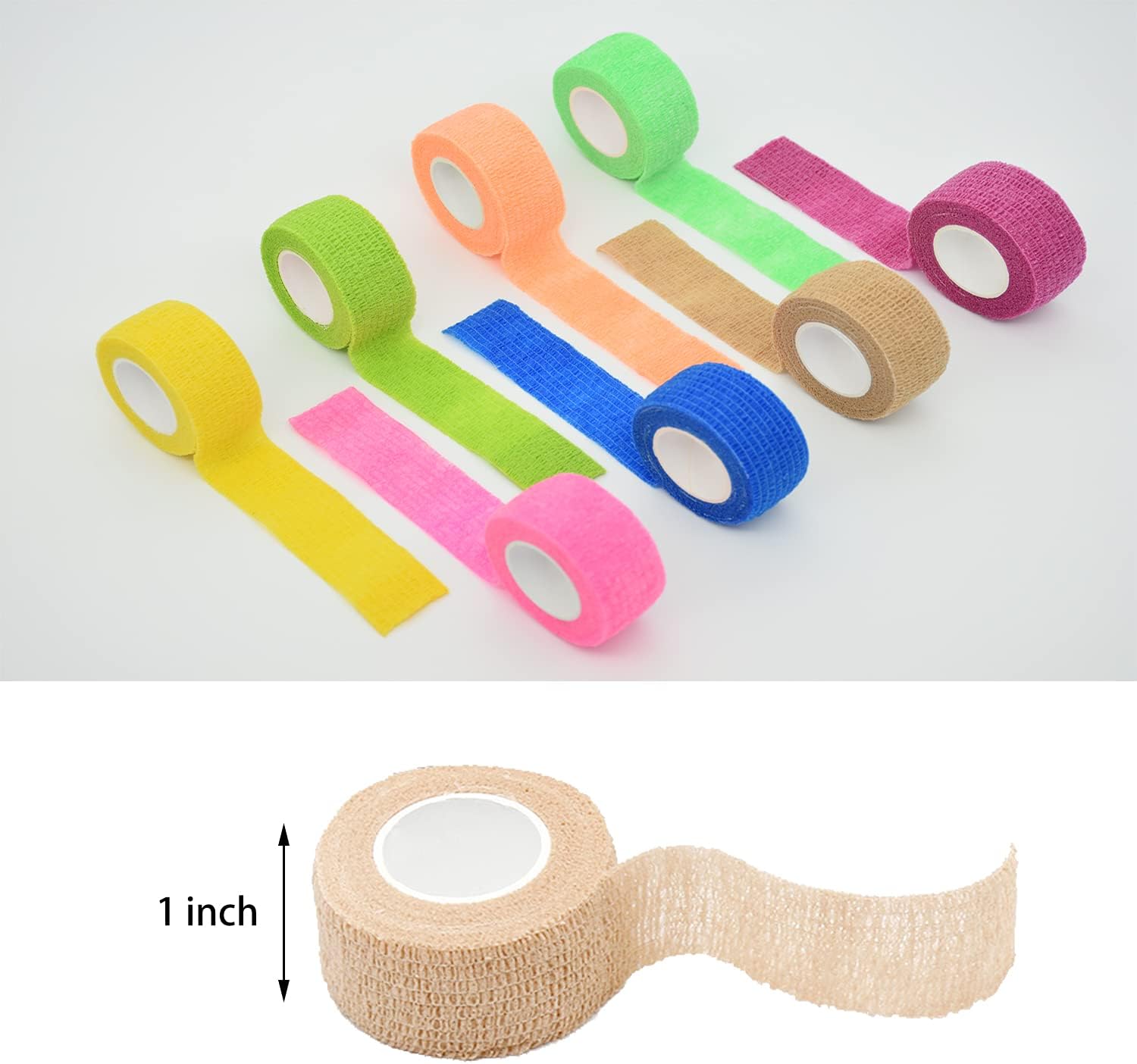 FEILIBAY Paquete de 15 cintas cohesivas de 1 pulgada x 5 yardas de cinta veterinaria autoadhesiva para mascotas, vendaje elástico autoadhesivo para