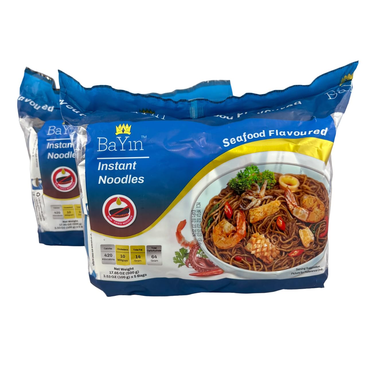 Bayin Fideos instantáneos – No fritos – Seco 3.53oz (100g) Paquete de 10 (sabor a mariscos, 10)