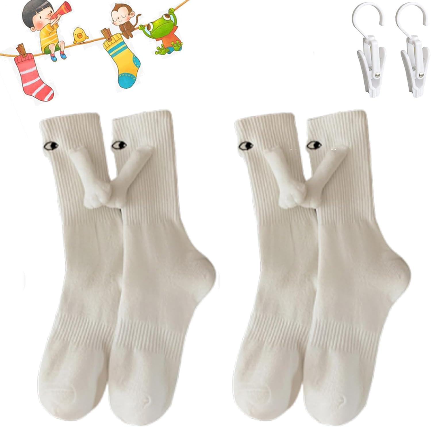 Calcetines para parejas tomados de la mano, divertidos calcetines magnéticos tridimensionales para parejas, calcetines casuales 3D de tubo medio