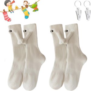 Calcetines para parejas tomados de la mano, divertidos calcetines magnéticos tridimensionales para parejas, calcetines casuales 3D de tubo medio Calcetines para parejas tomados de la mano, divertidos calcetines magnéticos tridimensionales para parejas, calcetines casuales 3D de tubo medio