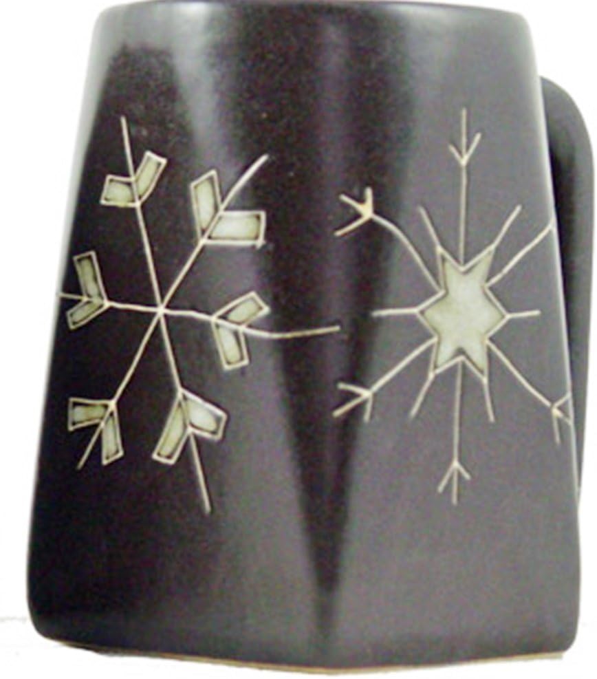 Una (1) colección Mara Stoneware  Taza de café de 12 onzas coleccionable con fondo cuadrado  Diseño de copos de nieve