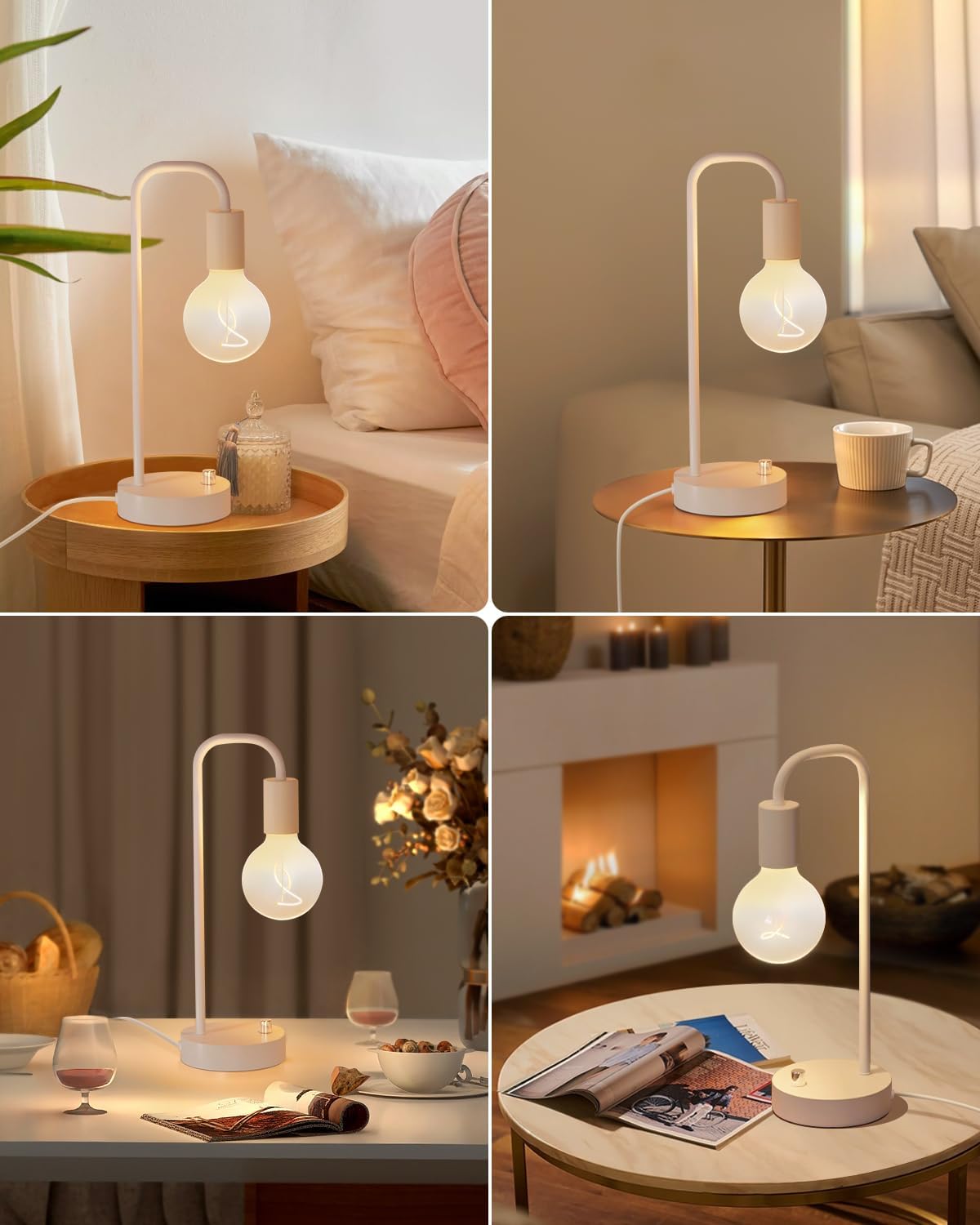 Lámpara de mesa industrial pequeña para dormitorio, totalmente regulable, moderna, con bombilla cálida de 2700 K para lectura de niños, lámparas