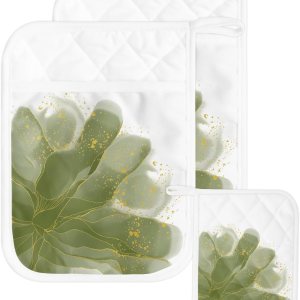 Juego de 2 agarraderas de tela de rizo antideslizante y aislante de calor con bolsillo, guantes gruesos para horno, posavasos para hornear, estilo Juego de 2 agarraderas de tela de rizo antideslizante y aislante de calor con bolsillo, guantes gruesos para horno, posavasos para hornear, estilo