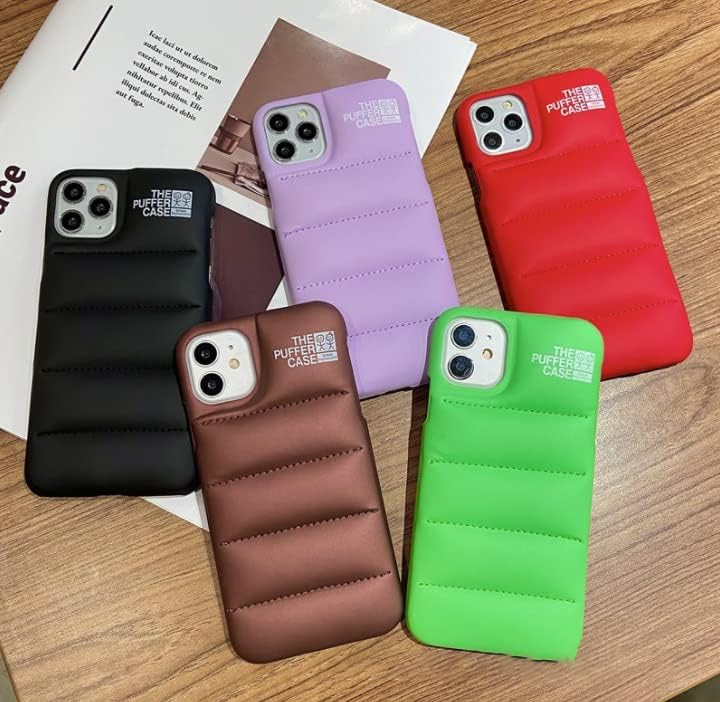 The Puffer – Funda para iPhone 1212 PRO de 6.1 pulgadas, cómoda y moderna, chaqueta de felpa suave al tacto, funda protectora 3D forro de microfibra