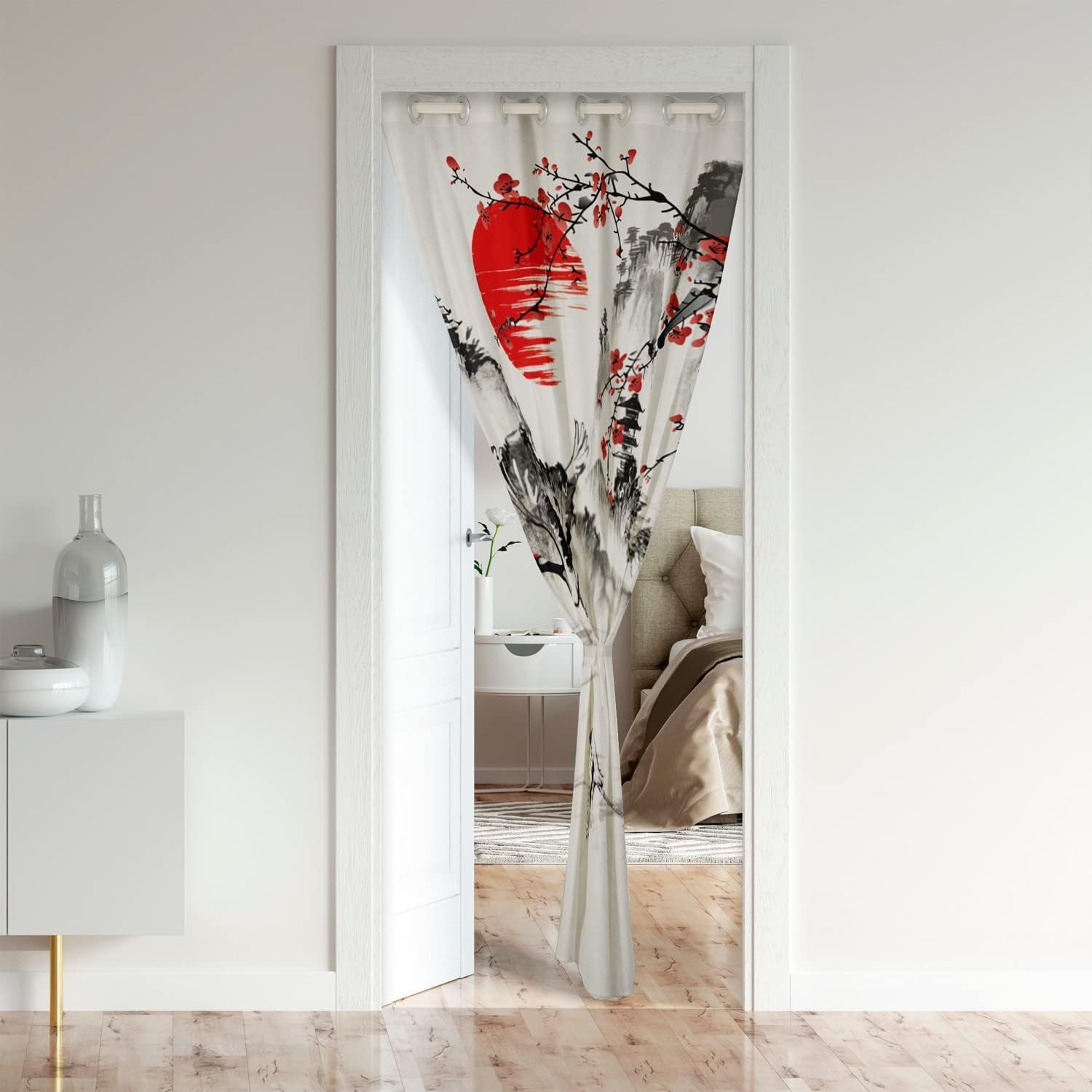 Cortina de puerta de estilo japonés para privacidad de puerta, 52 x 80 pulgadas, cortina de puerta decorativa japonesa Ukiyoe para puerta,