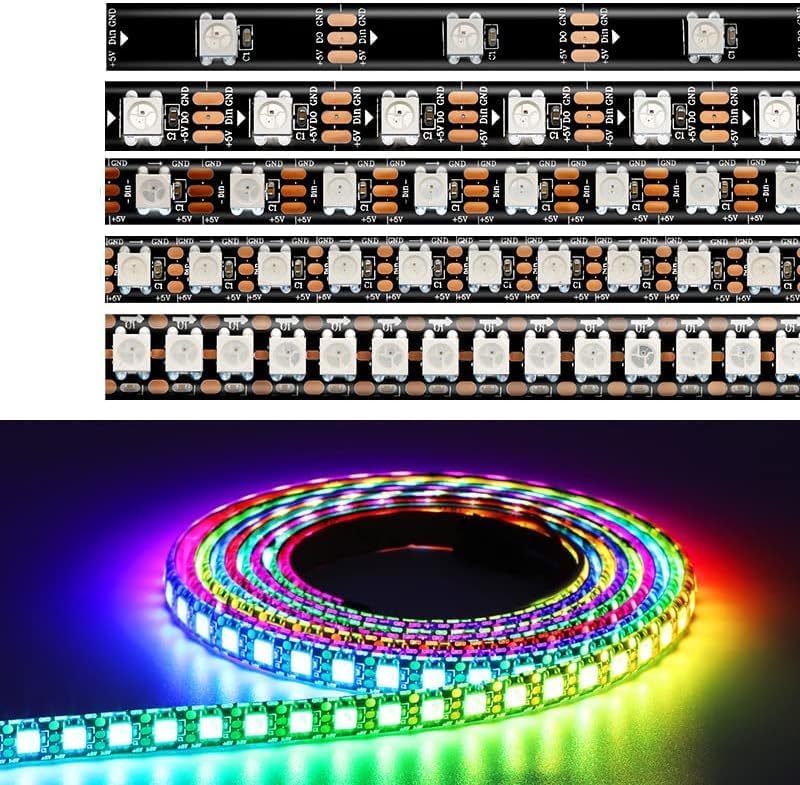 TOPXCDZ WS2812B WS2812 – Tira LED de píxeles direccionables individualmente flexible digital RGB 30607496144PixelLedsM cinta de luz 5V (5M 96LEDM,