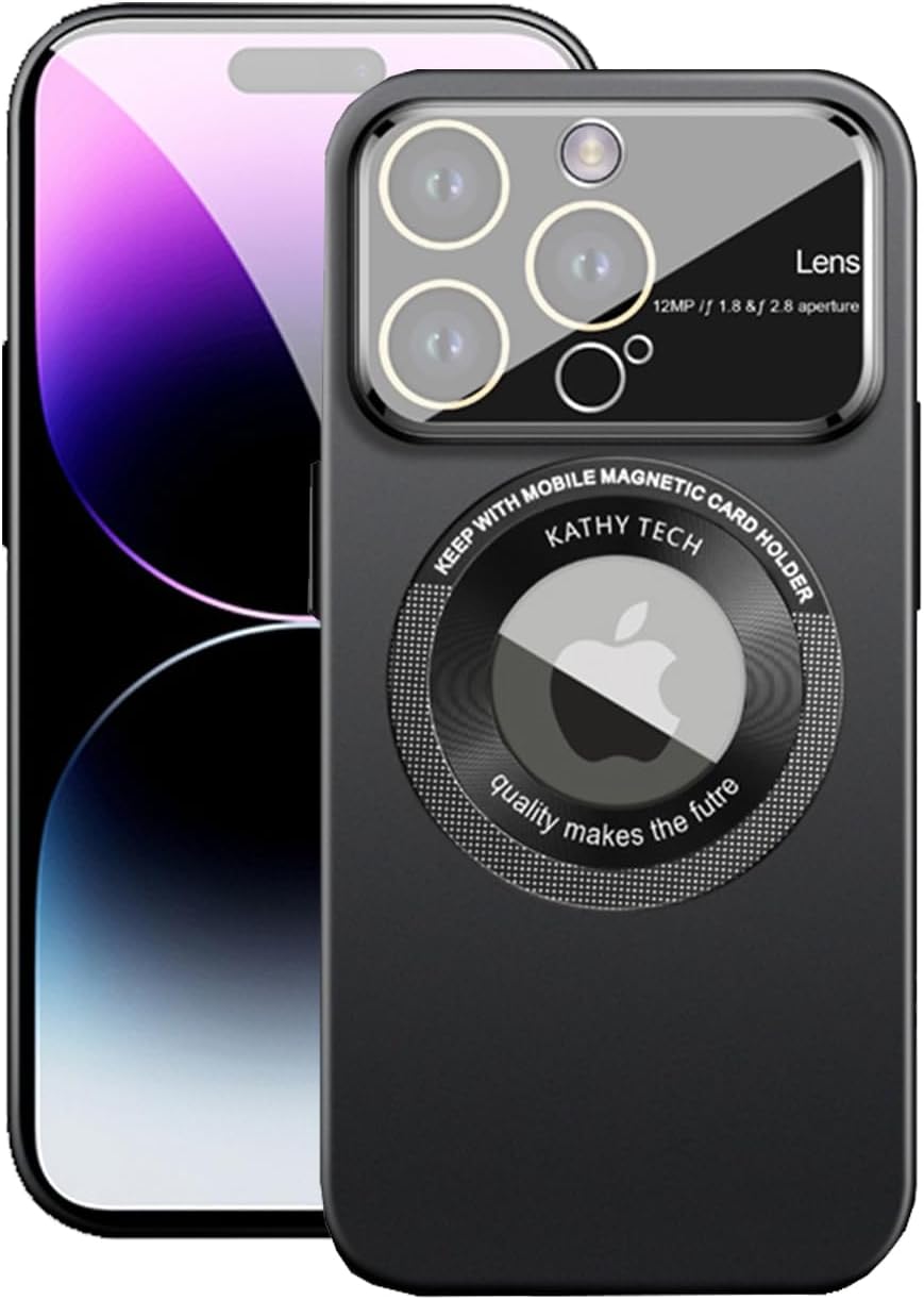 Funda magnética para iPhone 14 Pro Max compatible con Magsafe, protección completa de cámara con protector de lente, ultrafina para hombres y