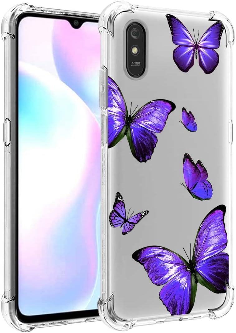 Bohefo Funda transparente compatible con Redmi 9A M2006C3LGRedmi 9i M2006C3LII para niñas y mujeres, bonita funda protectora de TPU suave a prueba
