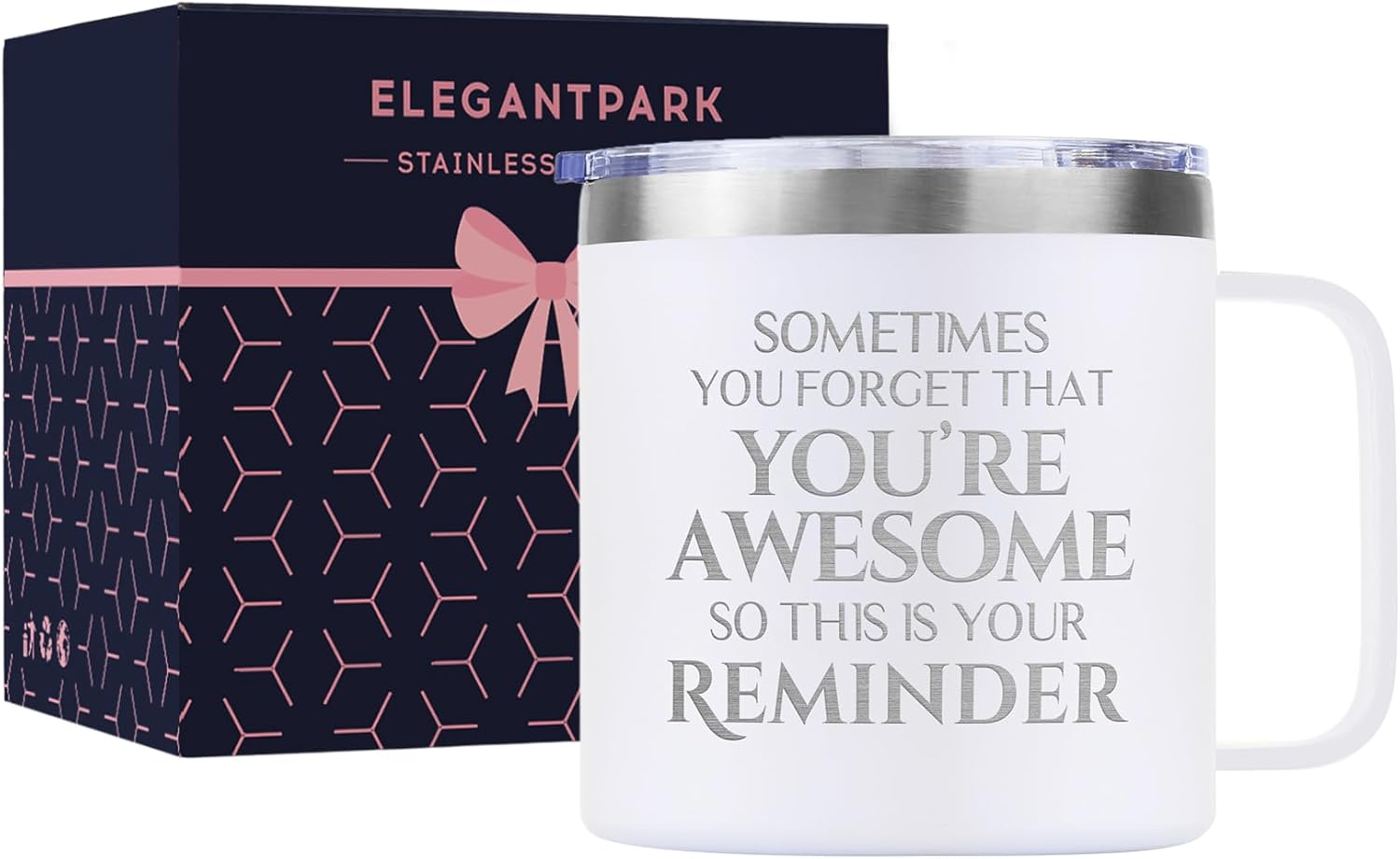 ELEGANTPARK Regalos inspiradores para mujeres, taza de café con texto en inglés Sometimes You Forget You’re Awesome Coffee, regalos de