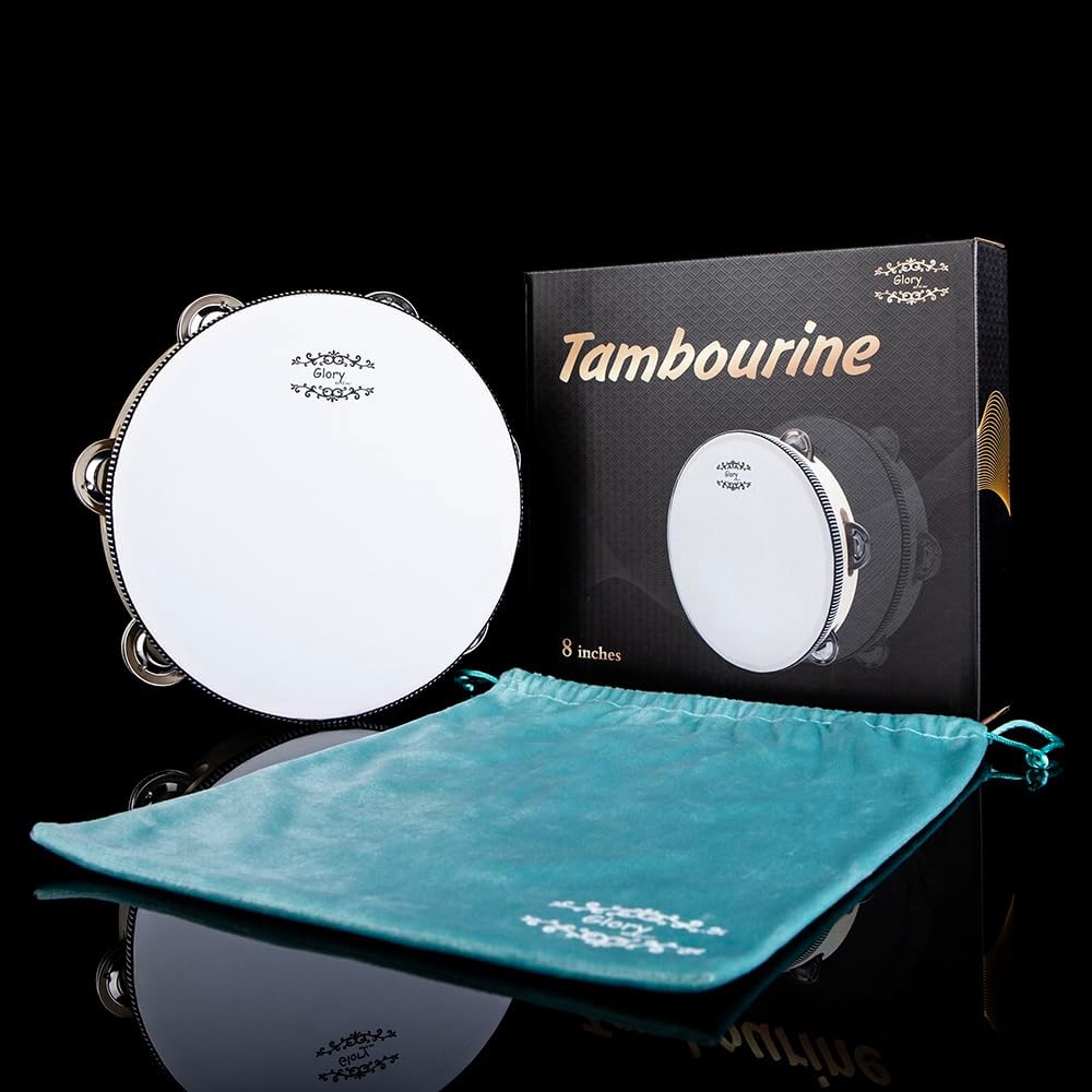 Glory – Tambor de mano de 8 pulgadas, timbre de metal de abedul de percusión, instrumento educativo musical para juegos de fiesta de KTV (8 pulgadas)