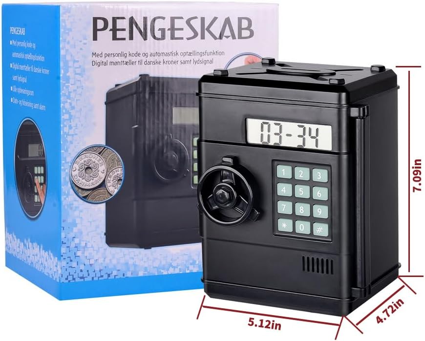 Alcancía electrónica segura para niños, moneda en efectivo, mini alcancía de cajero automático, con contraseña y cajero automático LCD para niños y