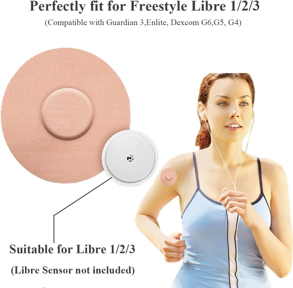 Paquete de 60 parches adhesivos Freestyle, cubierta de sensor CGM impermeable y resistente al sudor para libre 123 (compatible con Guardian 3,
