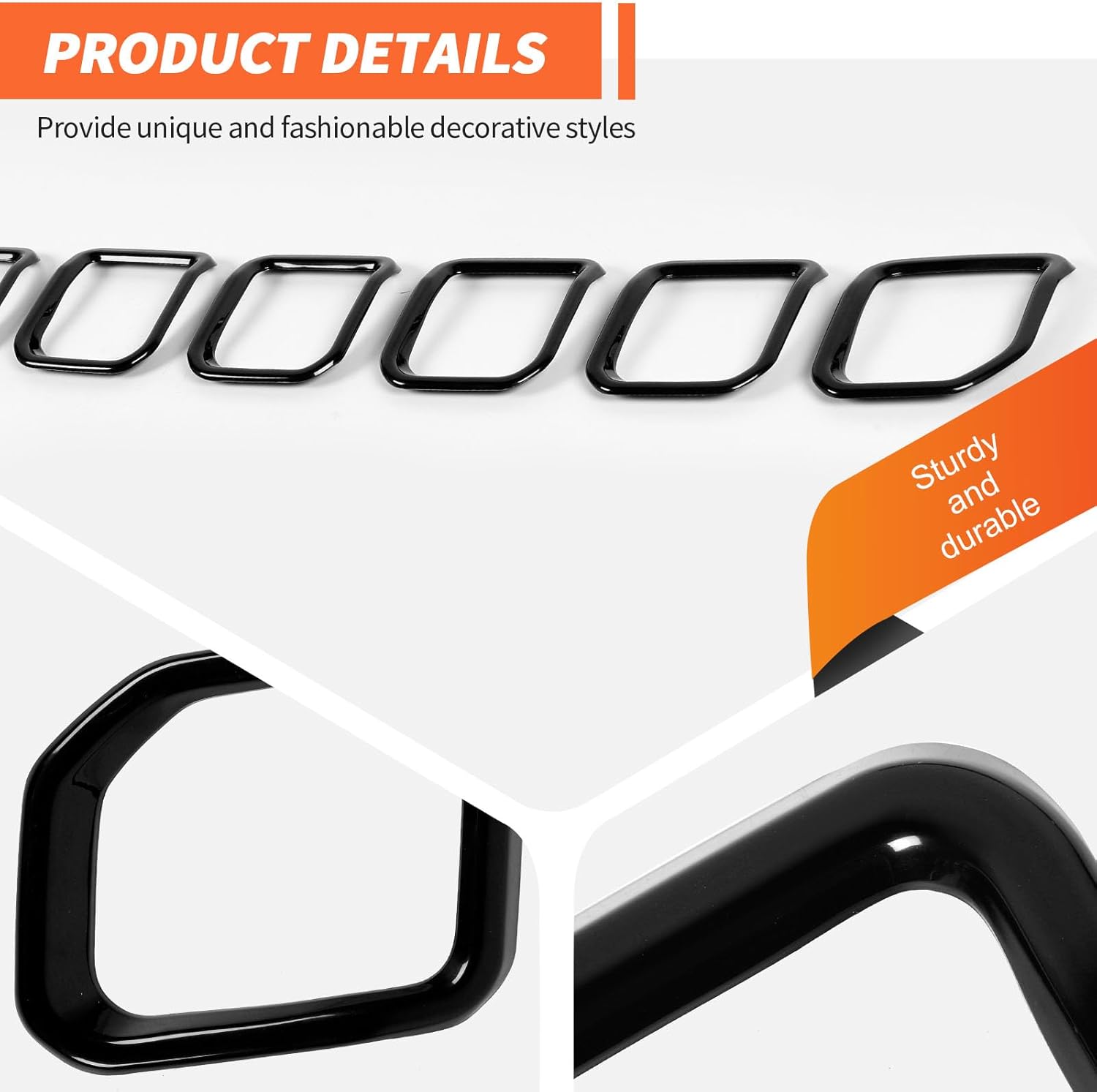 Insertos de parrilla protectores de rejilla compatibles con Jeep Compass 2021 2022 2023 TrailhawkLimitedLatitudAltitudSport (Negro)