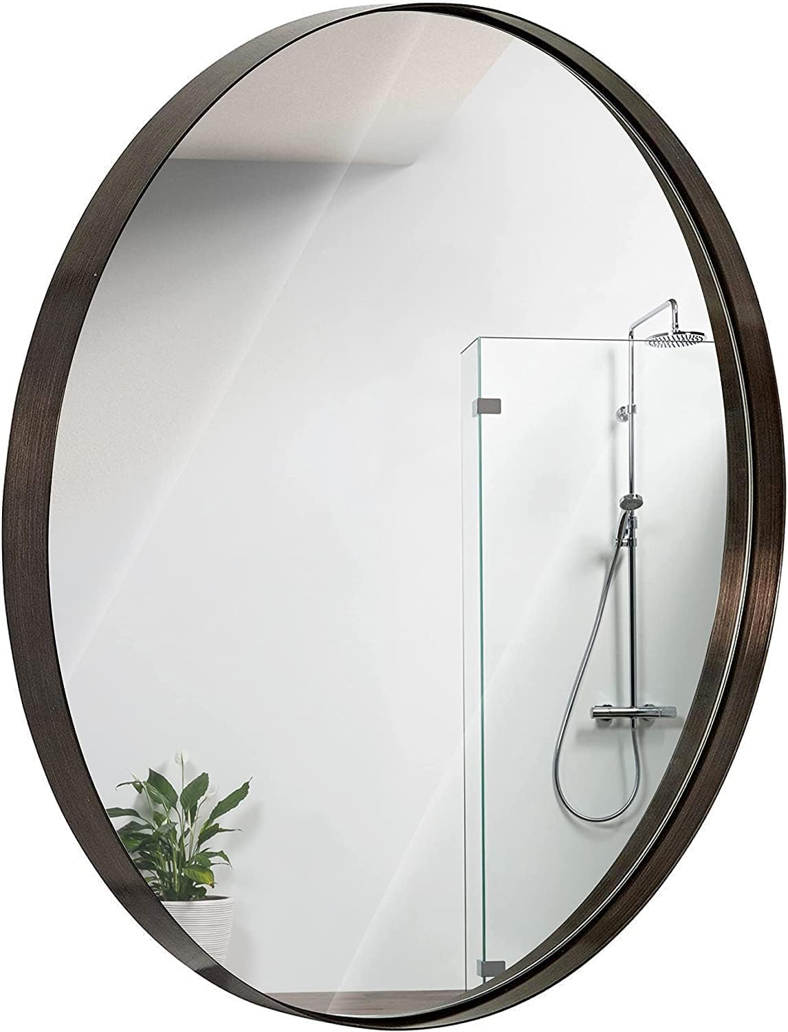 Hamilton Hills – Espejo de pared de metal contemporáneo con marco de cristal y esquinas redondeadas
